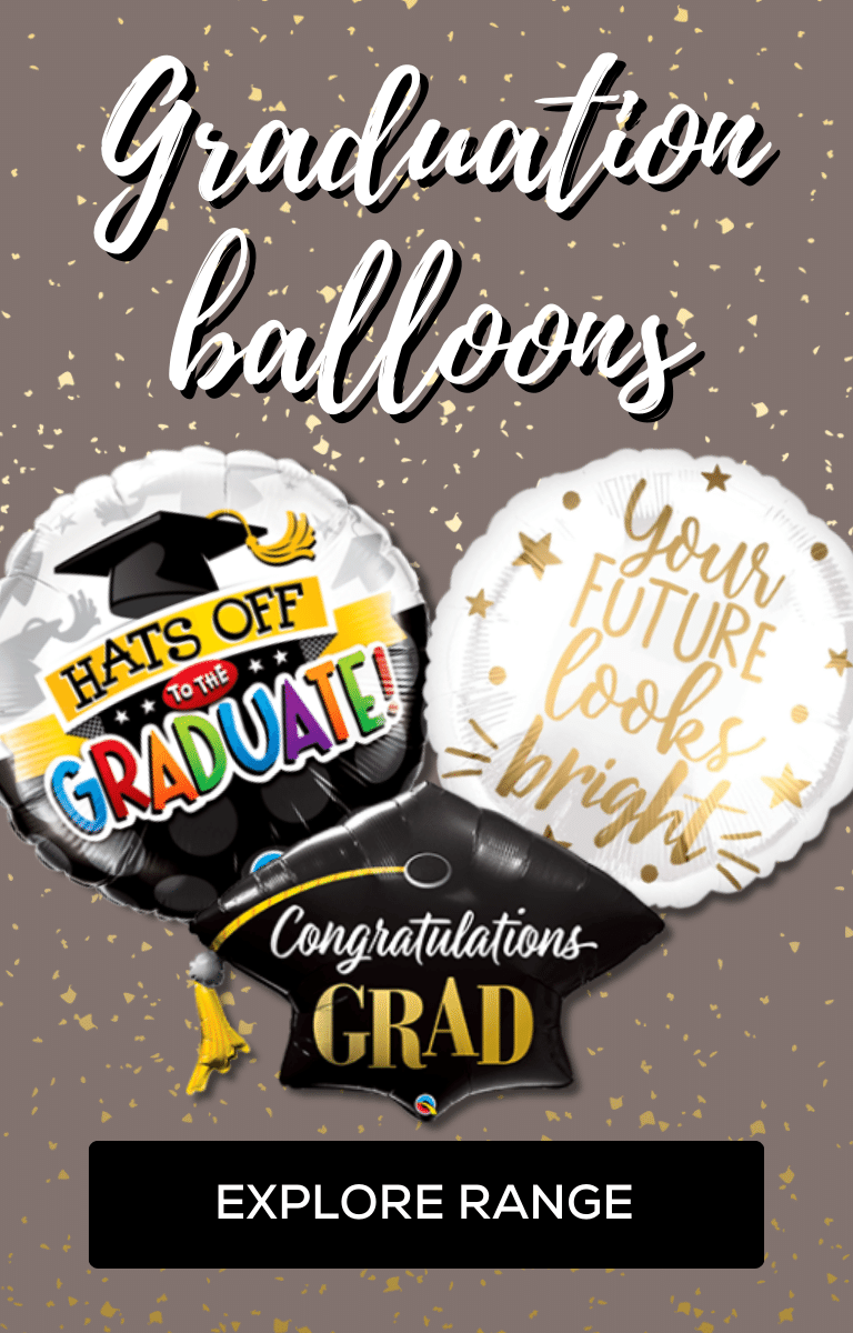 Graduation balloons delivered in a box